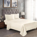 Ivory 300 Thread Count Modal Sheets Set made from beechwood displayed on a modern staged bed