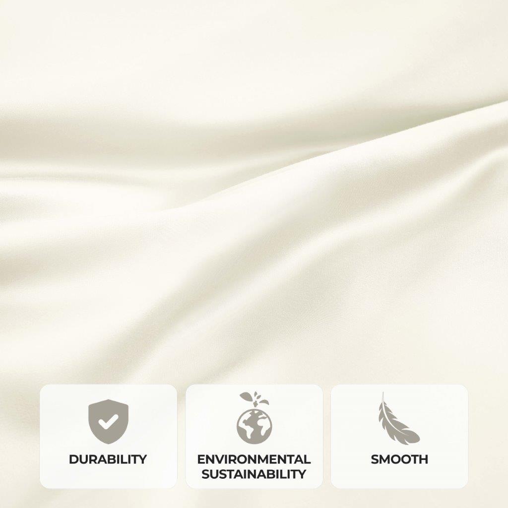 Ivory 300 Thread Count Modal Sheets Set made from beechwood fabric texture and quality feature graphic