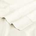 Ivory 300 Thread Count Modal Sheets Set made from beechwood hem and stitching detail close-up view