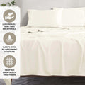 Ivory 300 Thread Count Modal Sheets Set made from beechwood promotional feature graphic showcasing breathability, moisture absorption, and beechwood material