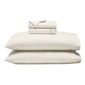 Ivory 600 Thread Count Cotton Blend Bed Sheet Set Imperia embroidered hem product layout stack.