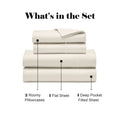 Ivory 600 Thread Count Cotton Blend Bed Sheet Set packaging contents infographic diagram.