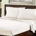 Ivory 800 Thread Count Cotton Blend Bed Sheet Set deep pocket solid color bedding lifestyle display.