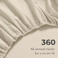 Ivory Egyptian Cotton fitted sheet showing 360-degree all-around elastic feature