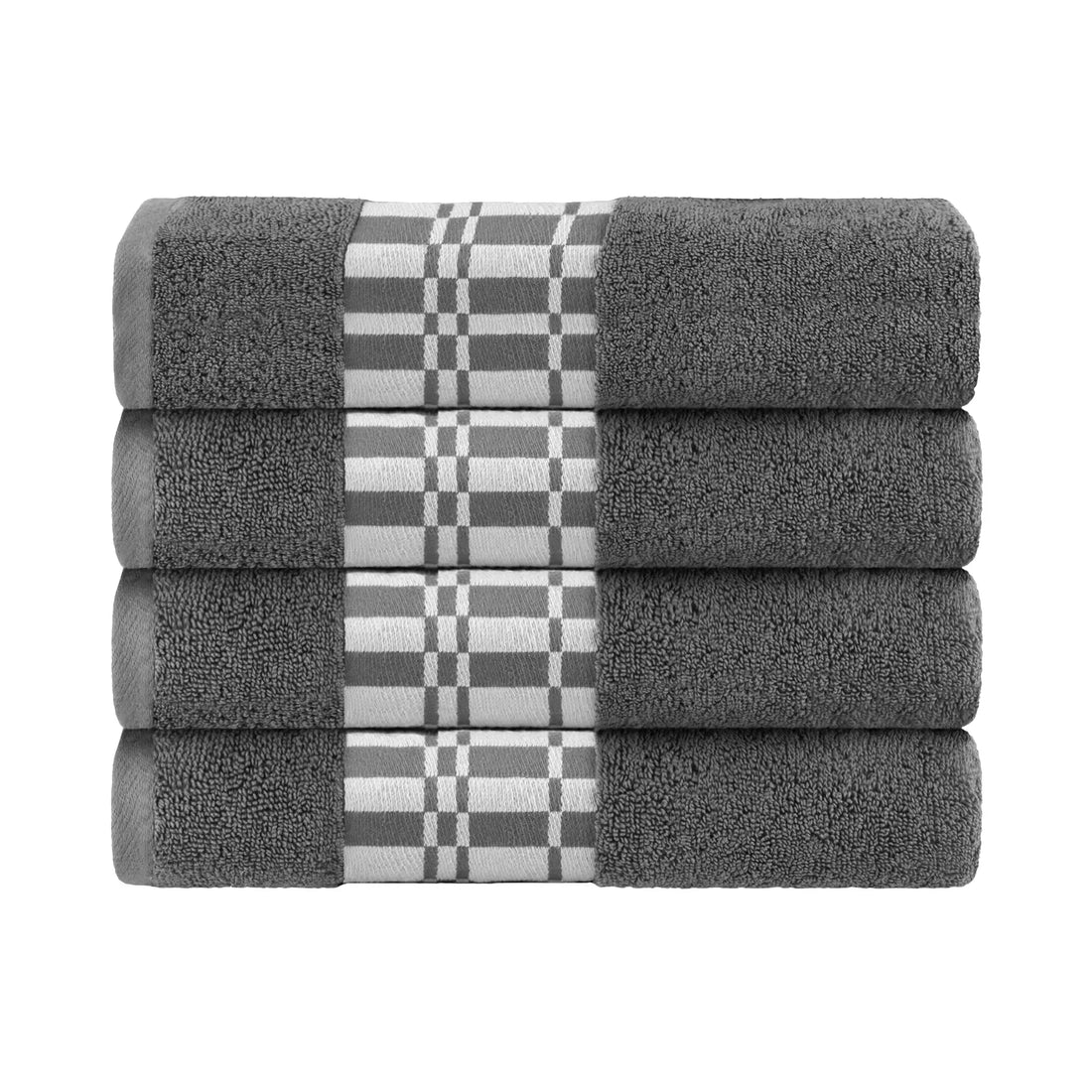 Larissa Cotton Geometric Border Bath Towel Set of 4