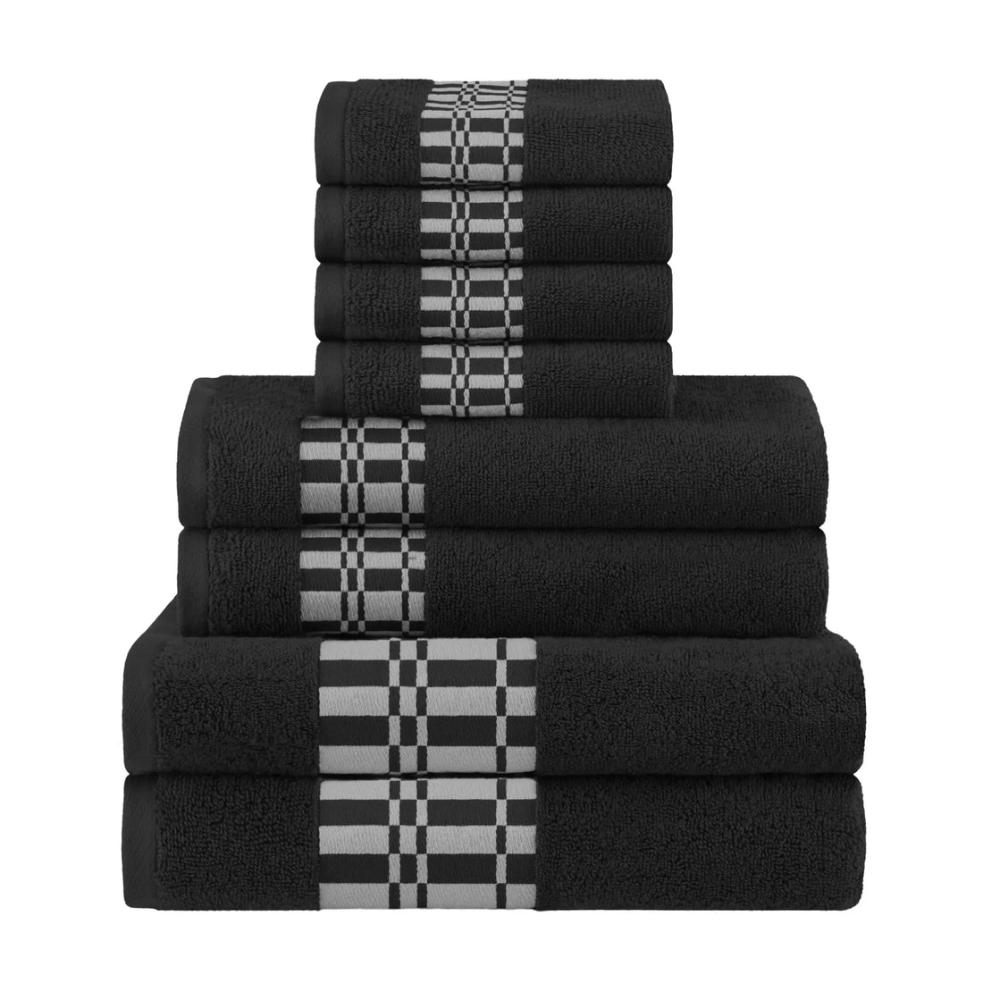 Larissa Cotton Geometric Border 8 Piece Assorted Towel Set
