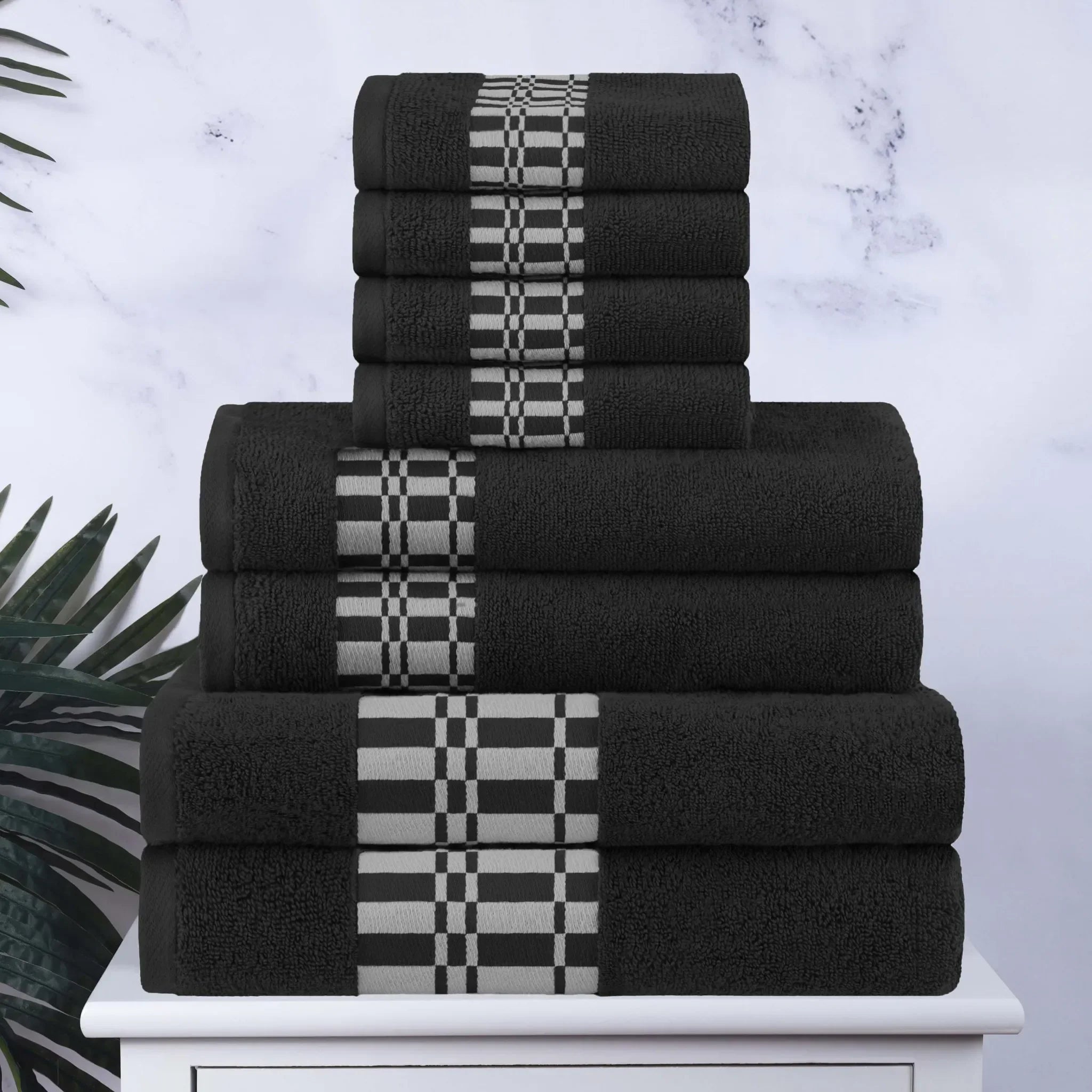 Larissa Cotton Geometric Border 8 Piece Assorted Towel Set