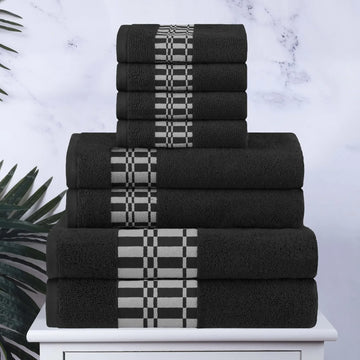 Larissa Cotton Geometric Border 8 Piece Assorted Towel Set