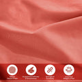 Lifestyle and feature graphic showing coral 700 Thread Count Egyptian Cotton Sateen fabric texture and quality highlights