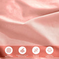 Lifestyle and feature graphic showing pink 700 Thread Count Egyptian Cotton Sateen fabric texture and quality highlights