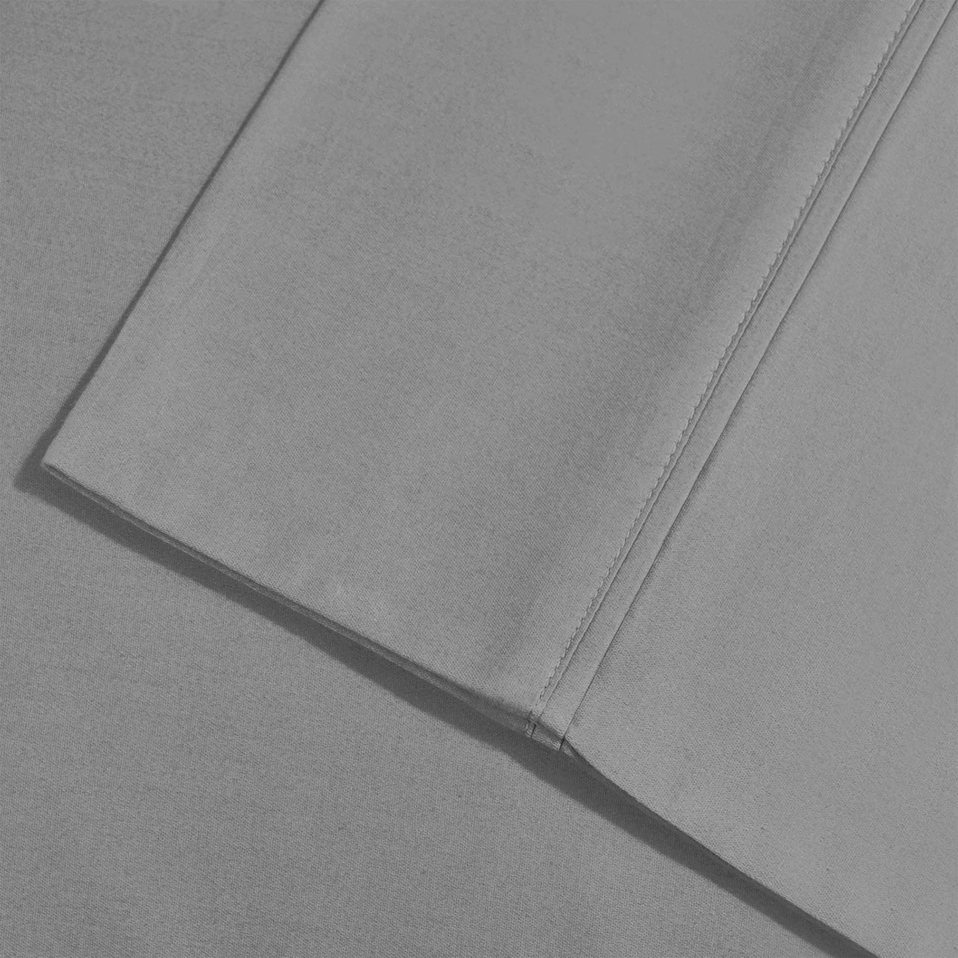 Light Gray 800 Thread Count Cotton Blend Bed Sheet Set embroidered hemline stitch detail.