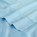 Light blue 300 Thread Count Modal Sheets Set made from beechwood hem and stitching detail close-up view
