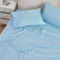 Light blue 300 Thread Count Modal Sheets Set made from beechwood lifestyle close-up view