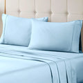 Light blue 700 Thread Count Egyptian Cotton Sateen Bed Sheet Set displayed