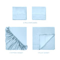 Light blue 700 Thread Count Egyptian Cotton Sateen Bed Sheet Set included items overview
