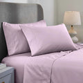 Lilac 1000 Thread Count Cotton Blend Sheets Set solid deep pocket lifestyle display on a modern staged bed