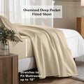 Linen deep-pocket Egyptian cotton fitted sheet designed to fit mattresses up to 18 inches deep.