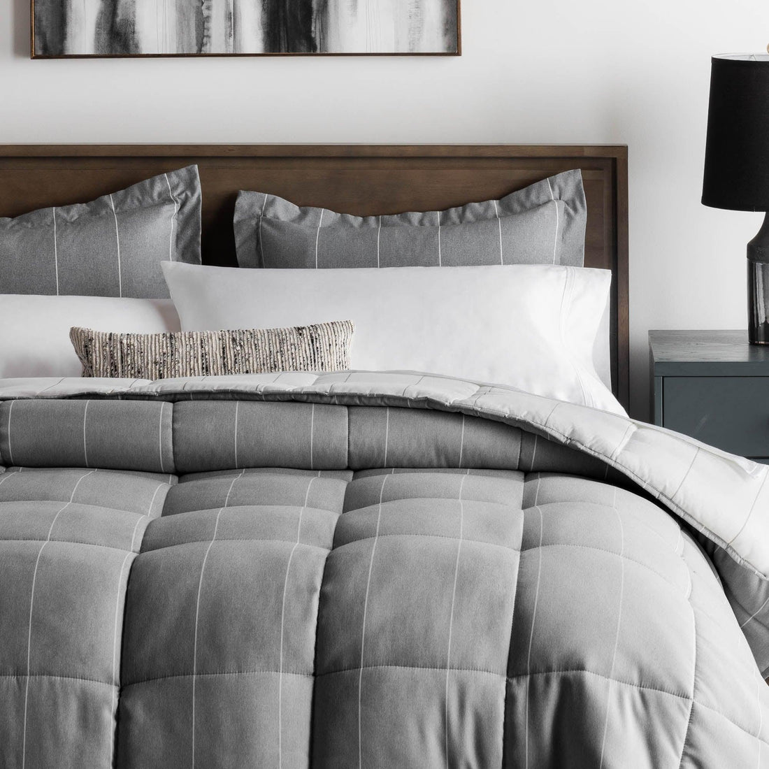 Woven Down Alternative Chambray Comforter Set - beddingbag.com