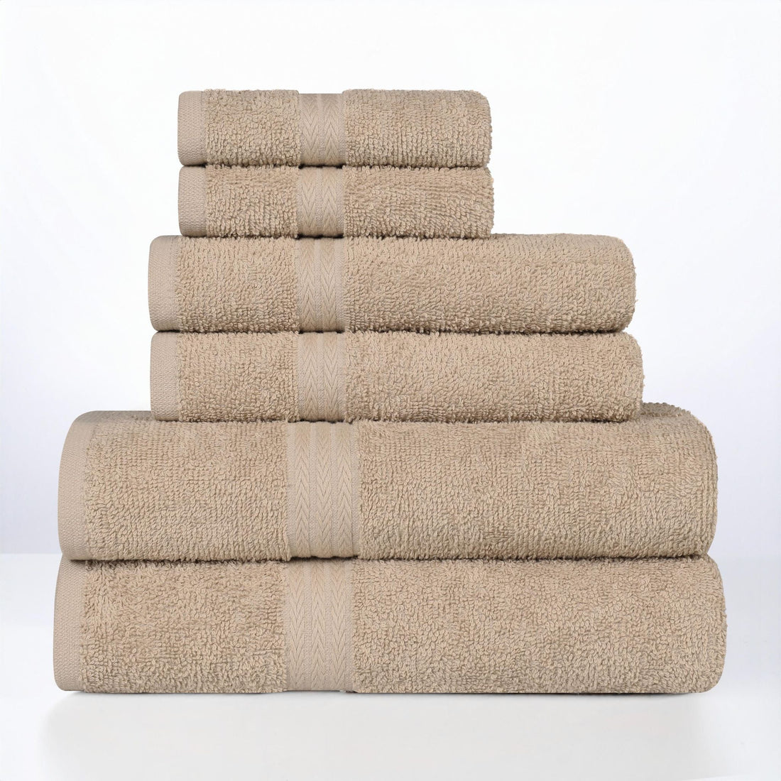 Miami 100% Cotton 6-Piece Towel Set - Lightweight & Quick-Drying