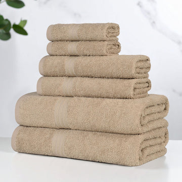 Miami 100% Cotton 6-Piece Towel Set - Lightweight & Quick-Drying