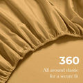 Maple sugar Egyptian Cotton fitted sheet showing 360-degree all-around elastic feature