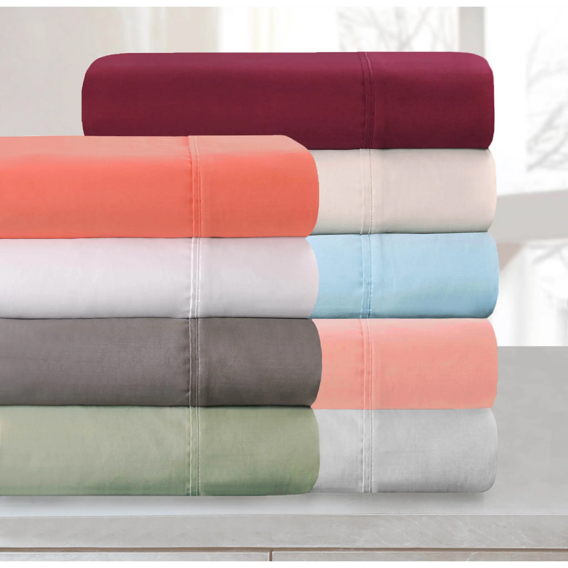 Multi-color options stack of 700 Thread Count Egyptian Cotton Sateen Bed Sheet Sets