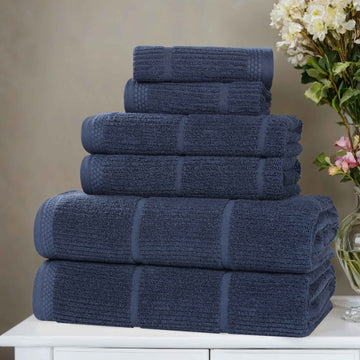 Milo Smart Twist Viscose Cotton Blend Solid Ribbed 6 Piece Towel Set