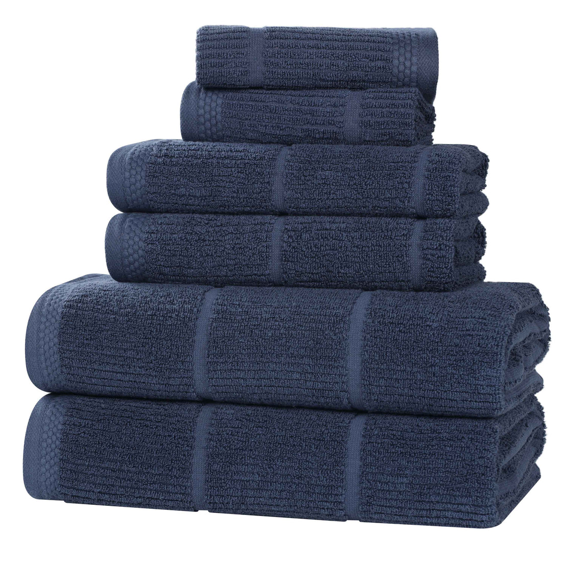 Milo Smart Twist Viscose Cotton Blend Solid Ribbed 6 Piece Towel Set