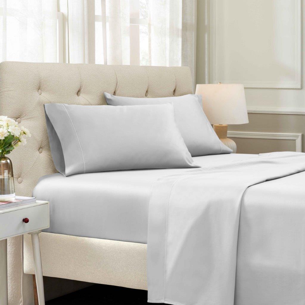 Platinum 1500 Thread Count Egyptian Cotton Sheets Set deep pocket hotel quality lifestyle display on a modern staged bed.