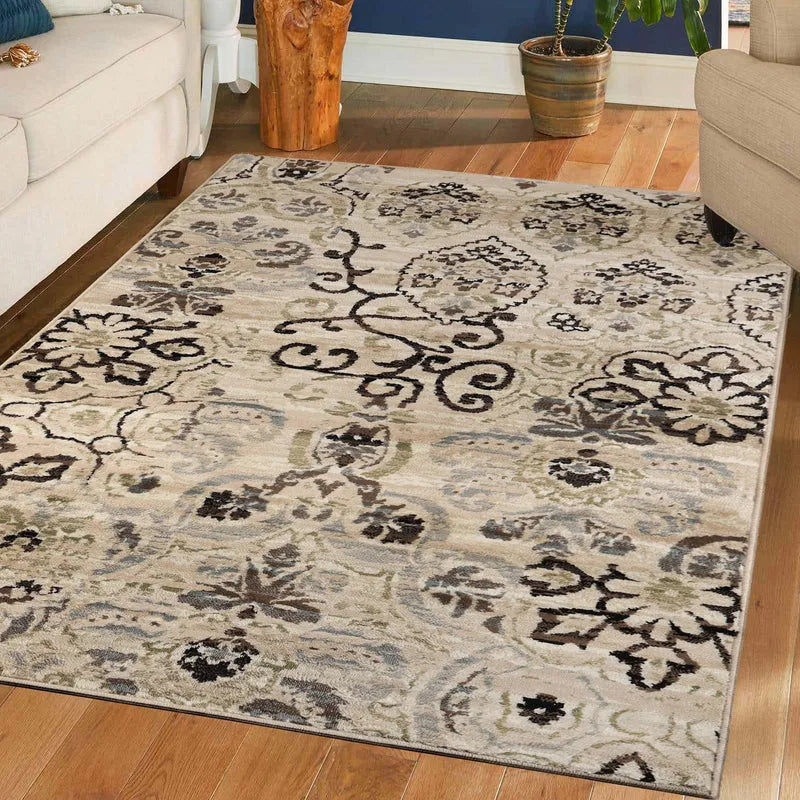 Caldwell Floral Damask Indoor Large Area Rugs or Runner Rug