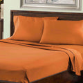 Rust 800 Thread Count Cotton Blend Bed Sheet Set deep pocket solid color bedding lifestyle display.