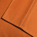 Rust 800 Thread Count Cotton Blend Bed Sheet Set embroidered hemline stitch detail.