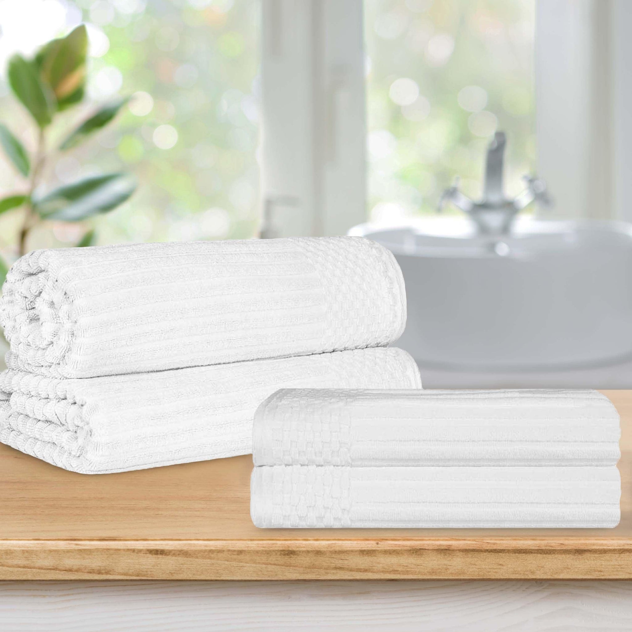 Cotton Ribbed Textured Bath Sheet & Towel Set 4-Piece - Soho