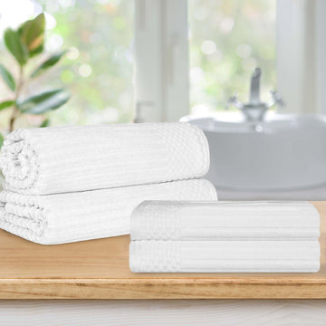 Cotton Ribbed Textured Bath Sheet & Towel Set 4-Piece - Soho