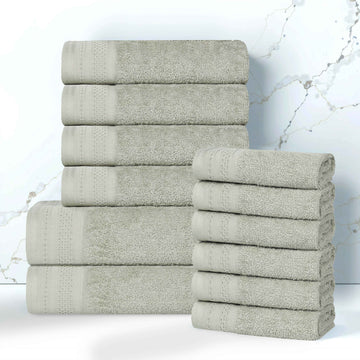 Cotton Waffle Border Towel Set 12-Piece - Honeycomb