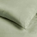 Sage green 700 Thread Count Egyptian Cotton Sateen sheet fabric texture close-up