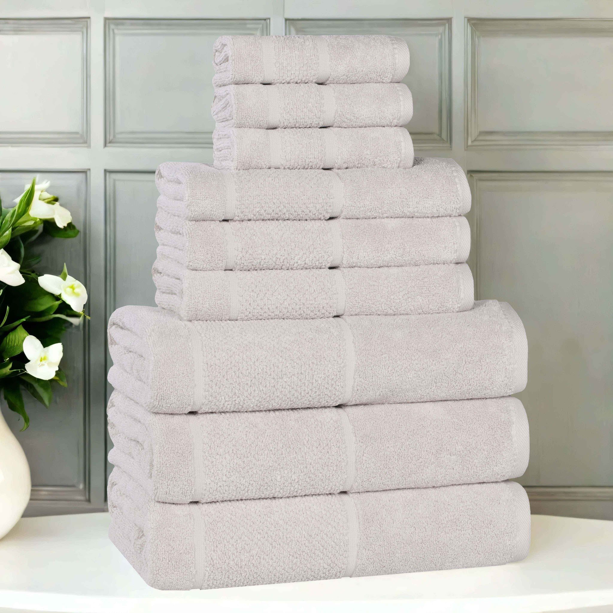 Mile Smart Twist Viscose Cotton Blend Solid 9 Piece Towel Set