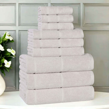 Mile Smart Twist Viscose Cotton Blend Solid 9 Piece Towel Set