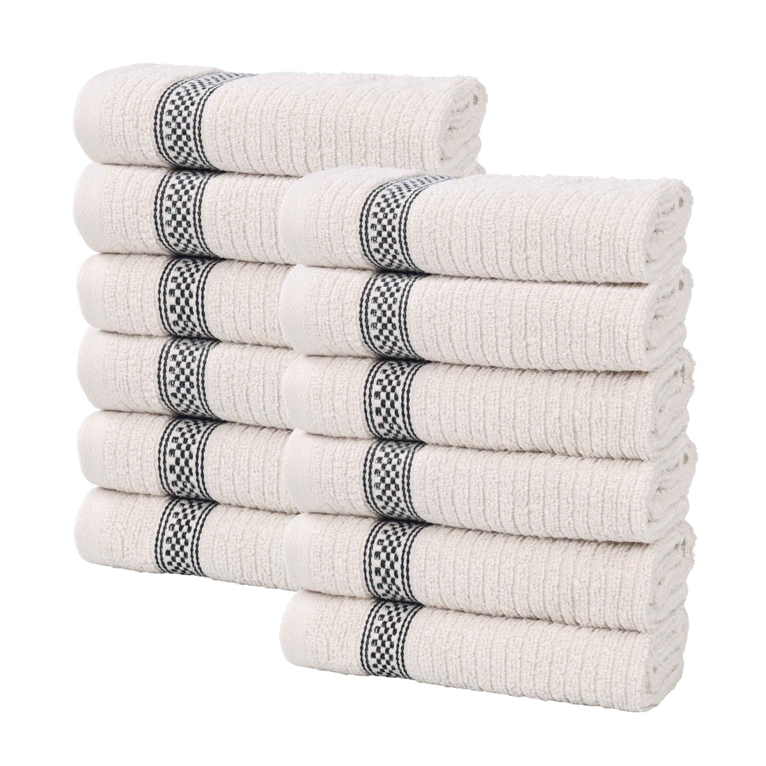 Brea Zero-Twist Cotton Ribbed Face Towel Set 12 Piece