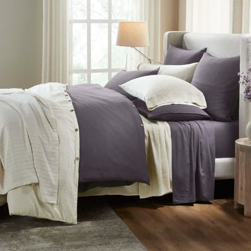 Chloe 100% Cotton Linen Texture Vintage Wash Deep Pocket Bed Sheet Set