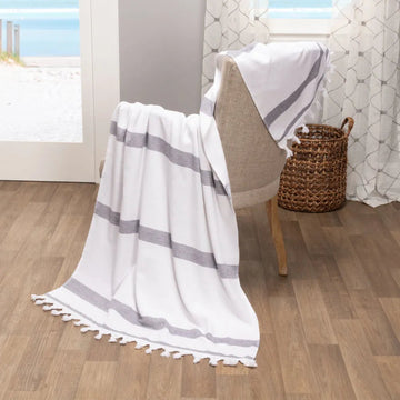 Tropical Cabana Stripe Fouta Cotton Beach Towel Set of 2 Piece