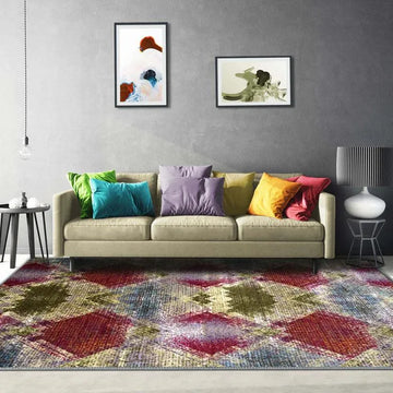 Amarsi Geometric Non-Slip Indoor Washable Area Rug