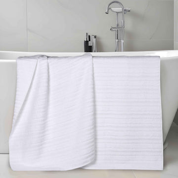 Mika Smart Twist Viscose Cotton Blend Ribbed Bath Sheets, Set of 2