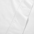 White 1000 Thread Count Cotton Blend Sheets Set solid deep pocket hemline and stitching close-up fabric texture