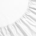 White 1500 Thread Count Egyptian Cotton Fitted Sheet corner elastic band close-up texture.