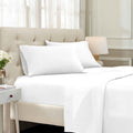 White 1500 Thread Count Egyptian Cotton Sheets Set deep pocket hotel quality lifestyle display on a modern staged bed.