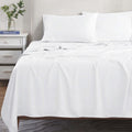 White 300 Thread Count Modal Sheets Set made from beechwood displayed on a staged bed