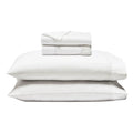 White 600 Thread Count Cotton Blend Bed Sheet Set Imperia embroidered hem product layout stack.