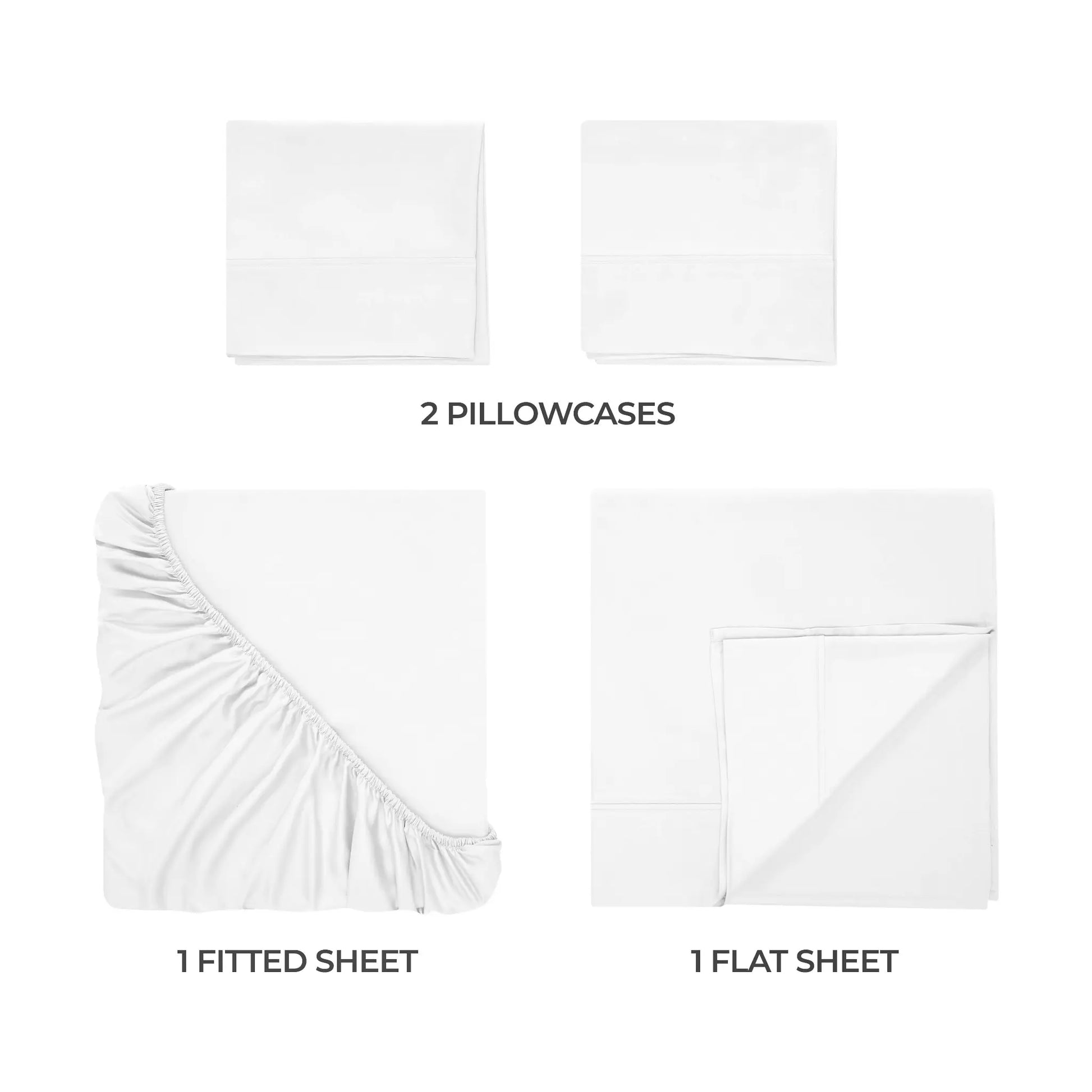 White 700 Thread Count Egyptian Cotton Sateen Bed Sheet Set included items overview