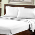 White 800 Thread Count Cotton Blend Bed Sheet Set deep pocket solid color bedding lifestyle display.